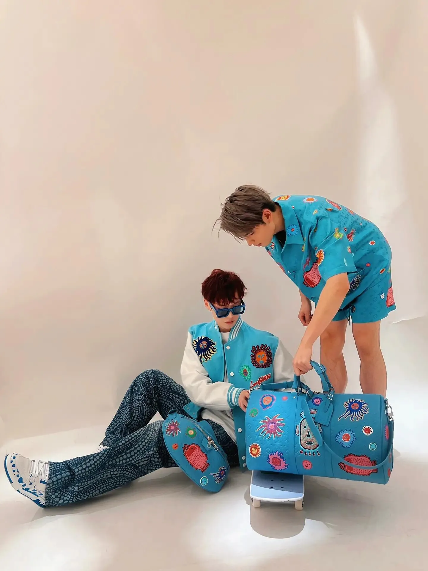 Louis Vuitton/Louis Vuitton 24Fw Yayoi Kusama joint sunfish baseball jacket
